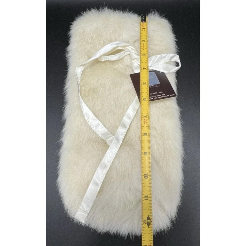 Pottery Barn  Faux Fur Wine Bag Holder Liquor Sleeve Cream 13